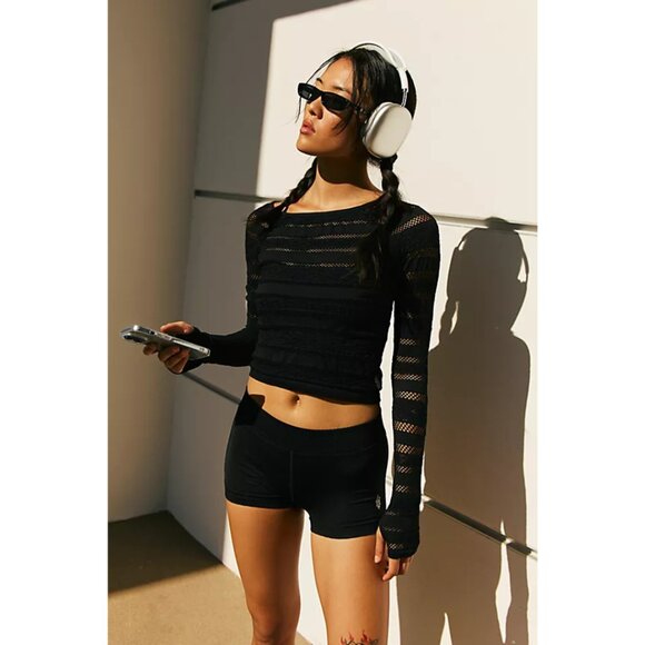 FP Movement Take On Me Layer Black NWOT Size M/L Mesh Net Edgy Goth Emo Athletic - Picture 1 of 7